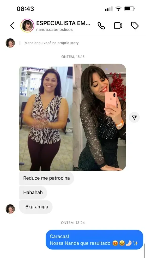 Conversa de cliente: −6 kg